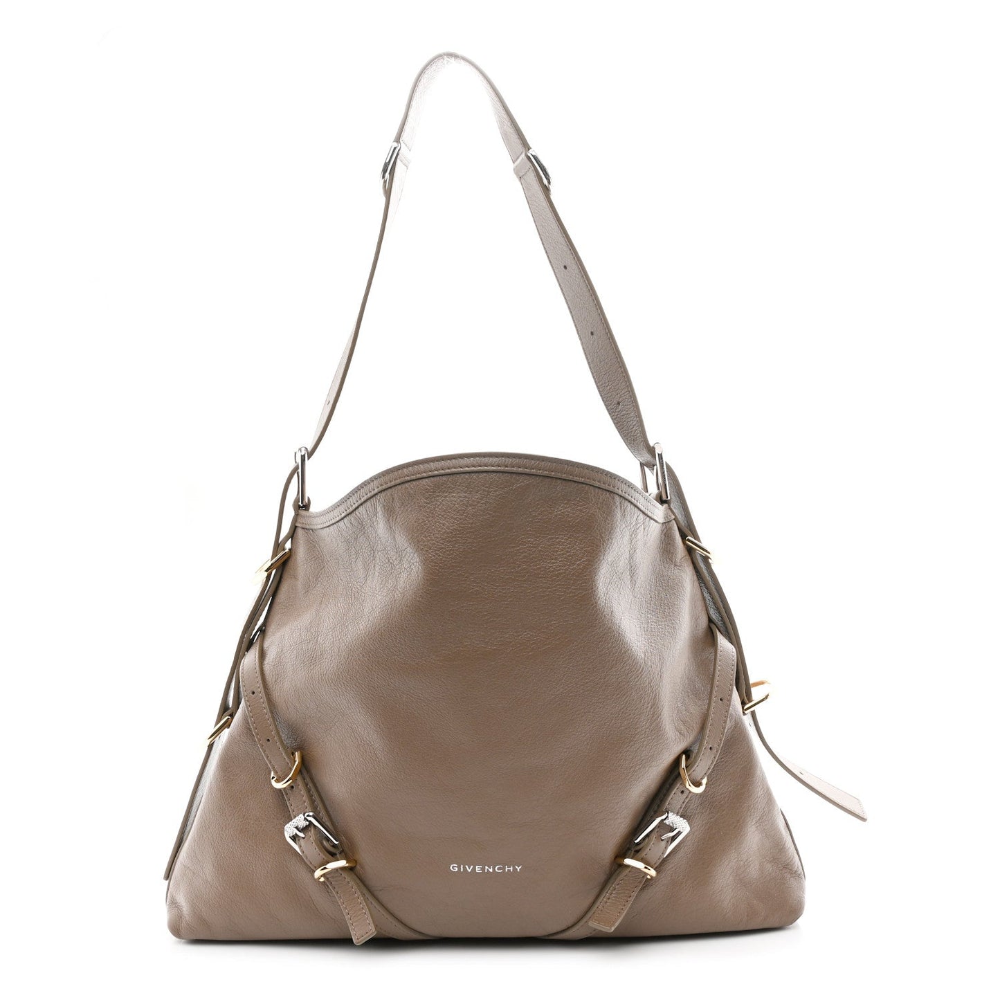 Tumbled Calfskin Medium Voyou Bag Taupe