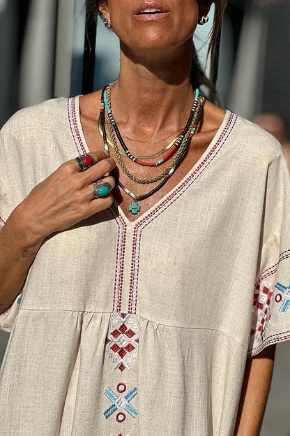 Vestido extragrande de mezcla de lino
