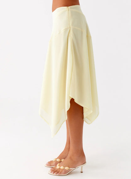 Kia Low Rise Asymmetrical Midi Skirt - Yellow