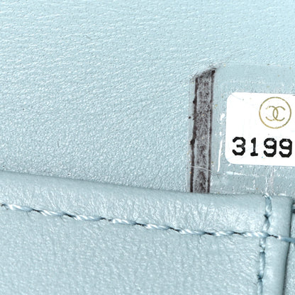 Lambskin Quilted CC Bubble Vanity Case With Chain Light Blue