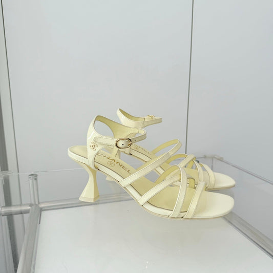 Chanel Cruise 26 Sandal 70mm Lemon Yellow Lambskin 597359