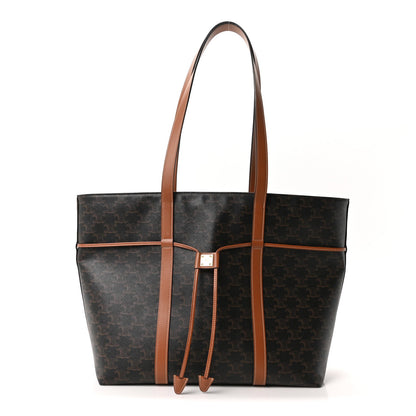 Triomphe Canvas Calfskin Cabas Drawstring Tan