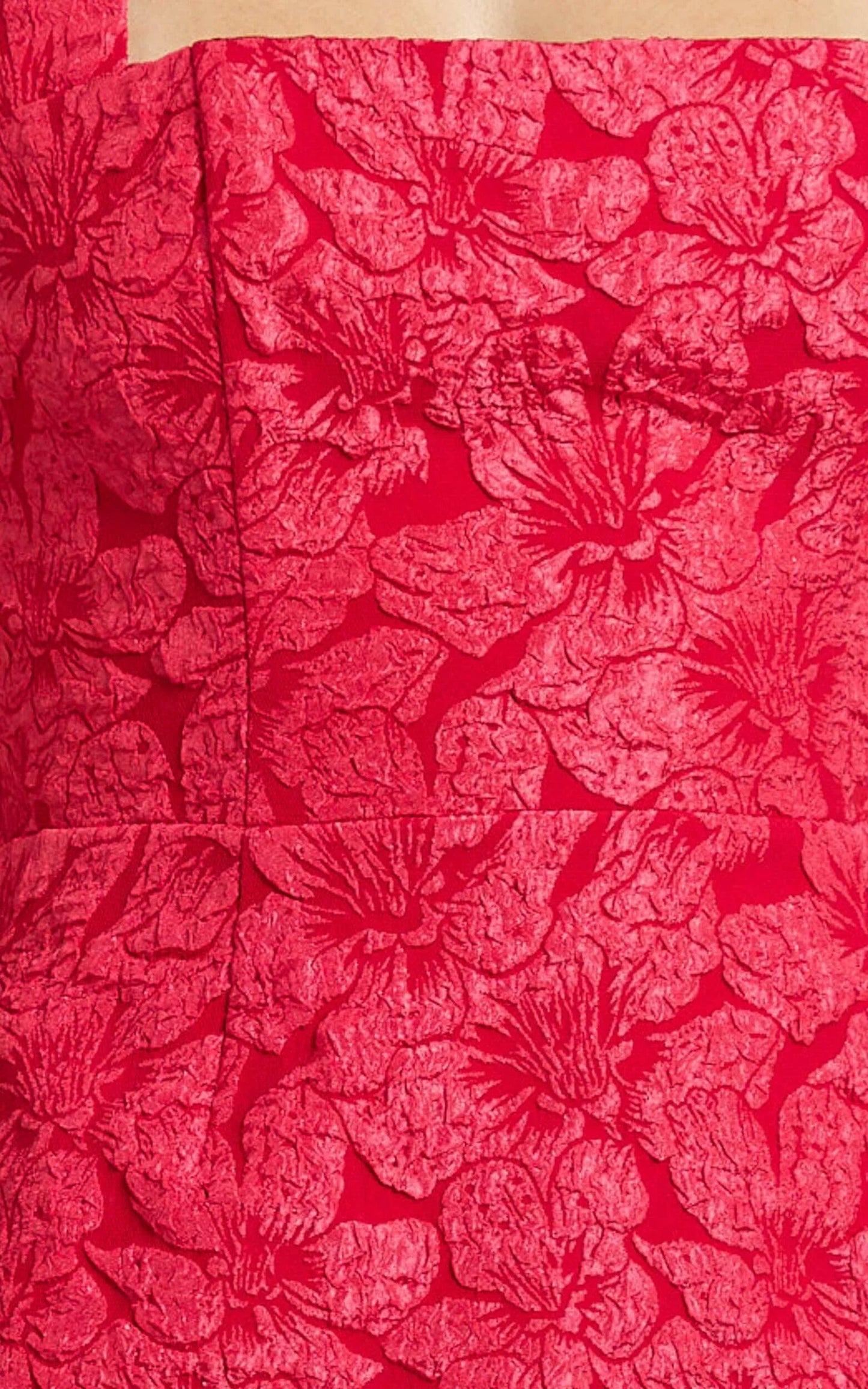 Gabbie Mini Dress - Jacquard Halter Fit And Flare Dress in Red