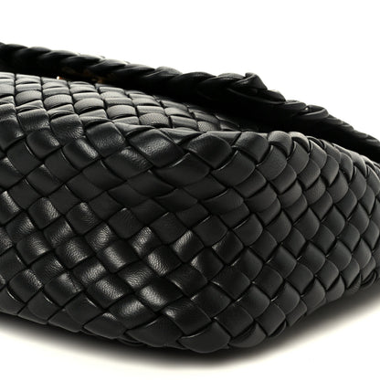 Nappa Intrecciato Small Cobble Messenger Bag Black