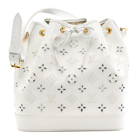 Calfskin Monogram Cutout Petit Noe White