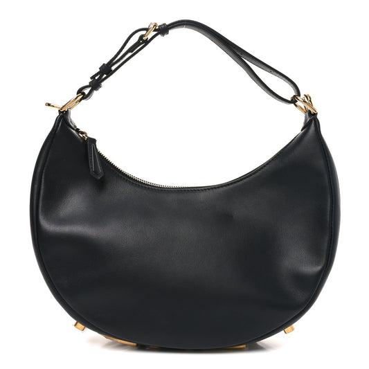 Vitello Grace Matte Small Fendigraphy Hobo Bag Black