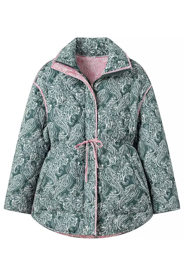 Chaqueta de manga larga estampada de algodón, holgada, moderna e informal. 