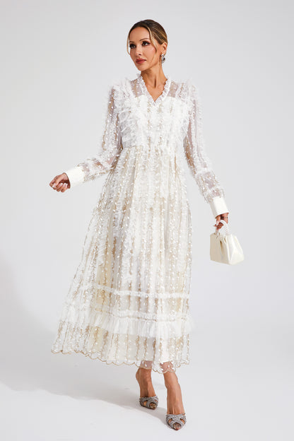 Sally White Mesh Maxi Dress