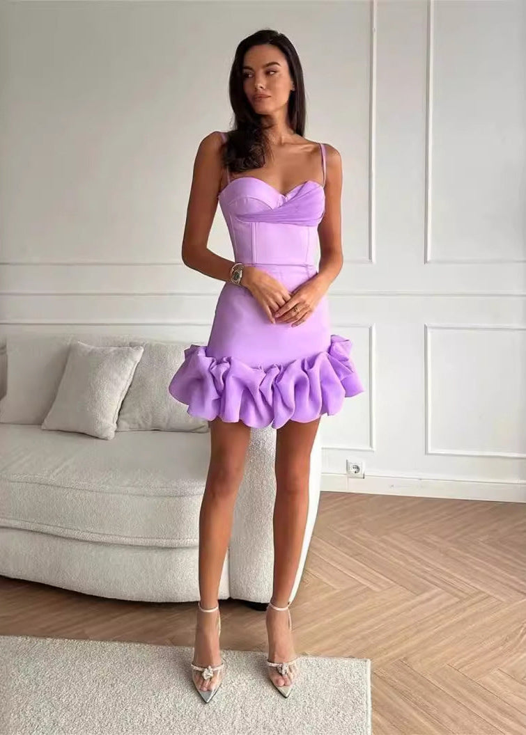 Amara Ruffle Hem Corset Mini Dress