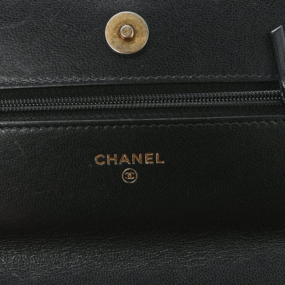 Lambskin Quilted Chanel 19 Wallet On Chain WOC Black