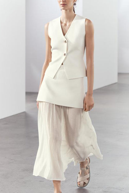 Conjunto de punto con falda plisada y empalmada Lynn 