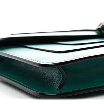 Calfskin Serpenti Forever Flap Clutch Emerald Green