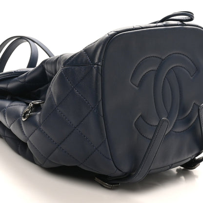 Lambskin Quilted Daily Supple Backpack Blue