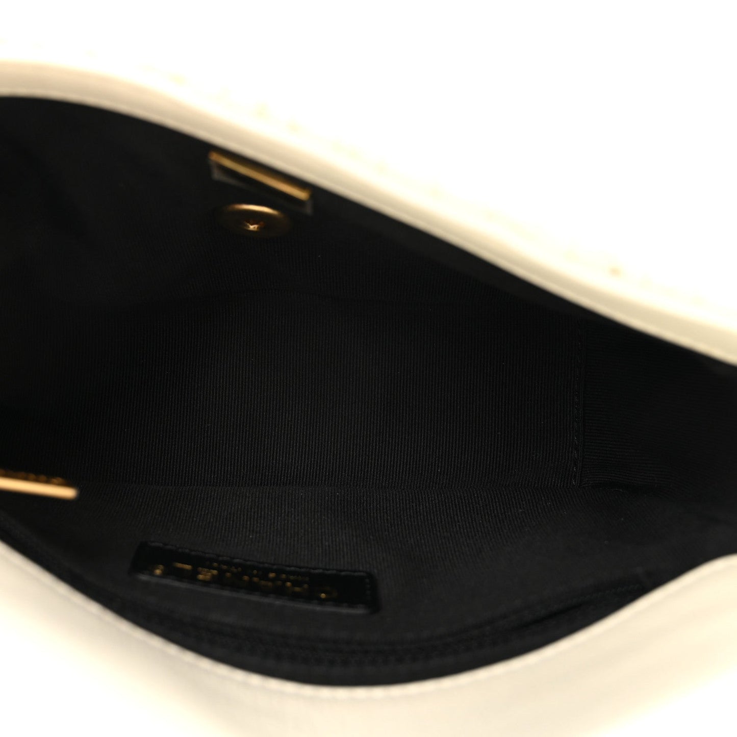 Pleated Calfskin Quilted Medallion Flap White