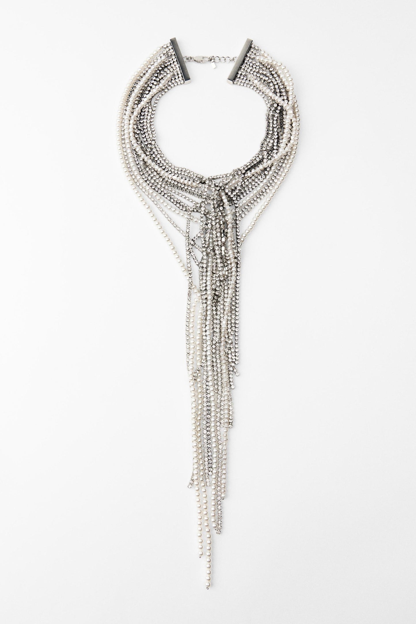Pearl Rhinestone Multi Strand Necklace