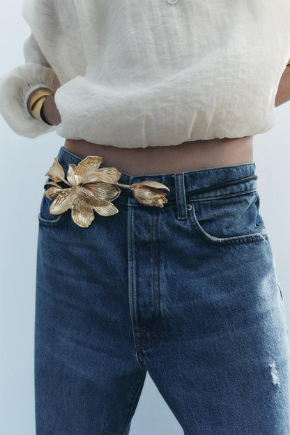 Metal Flower Cord Belt
