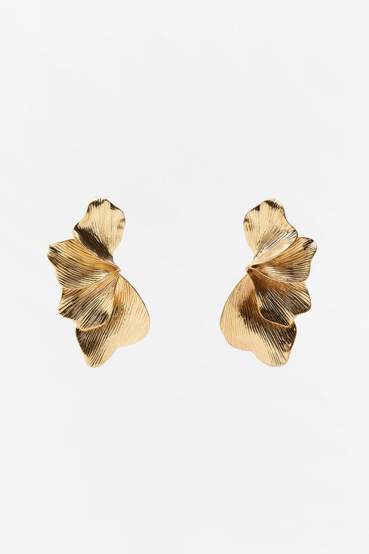 Textured Metal Leaf Drop Earrings