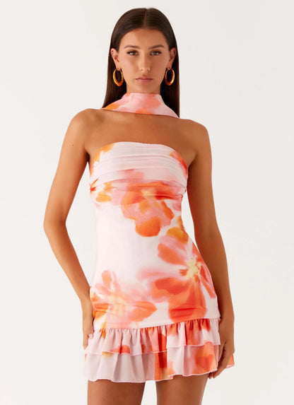 Manon Scarf Mini Dress - Blushing Blossom
