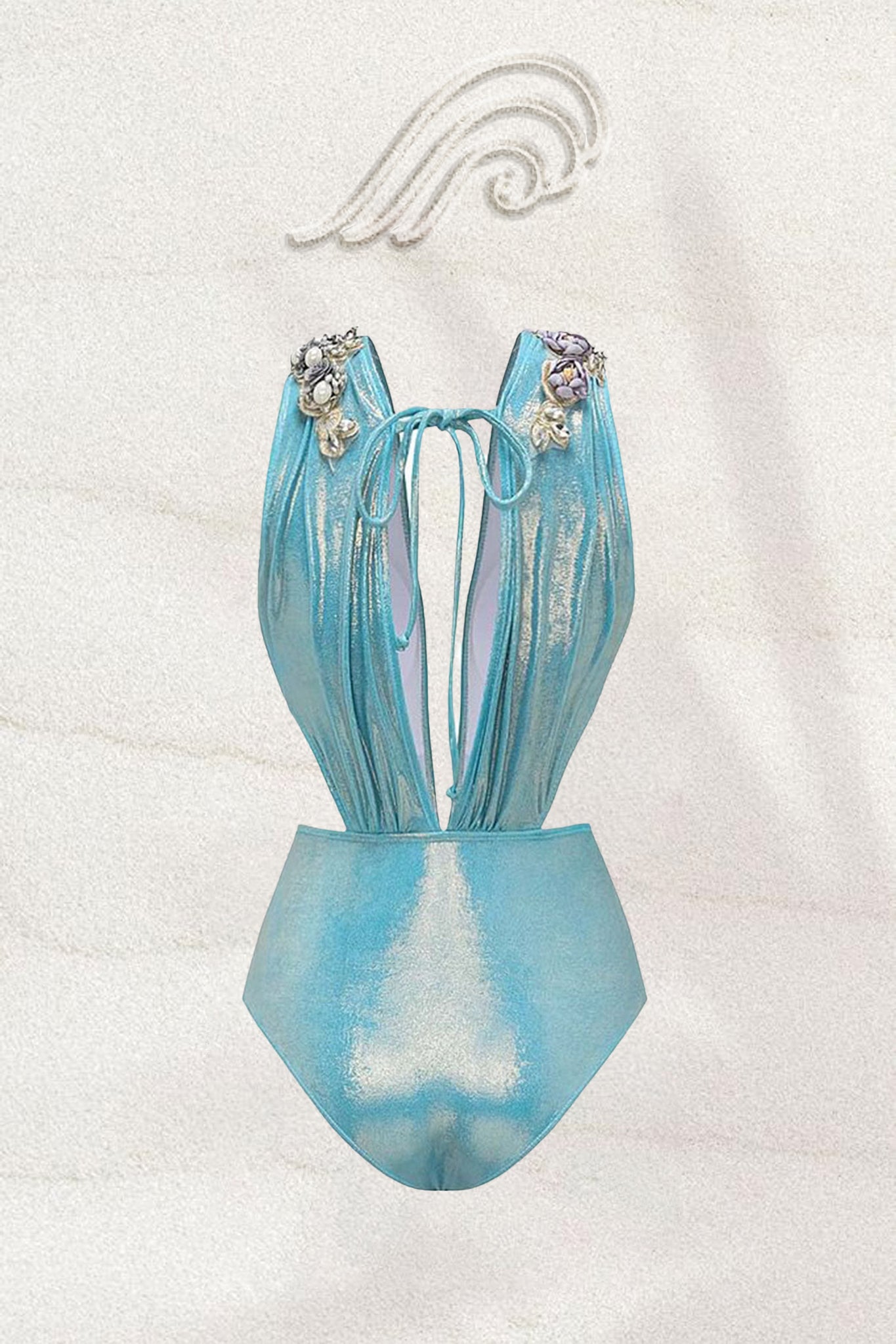 Nina Flower Applique V-neck Two-pieces Swim Set