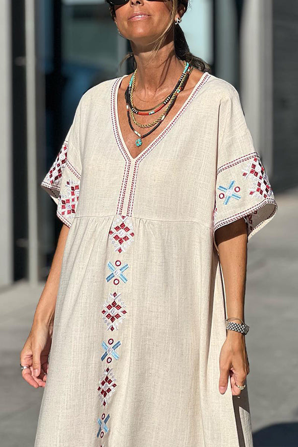 Vestido extragrande de mezcla de lino