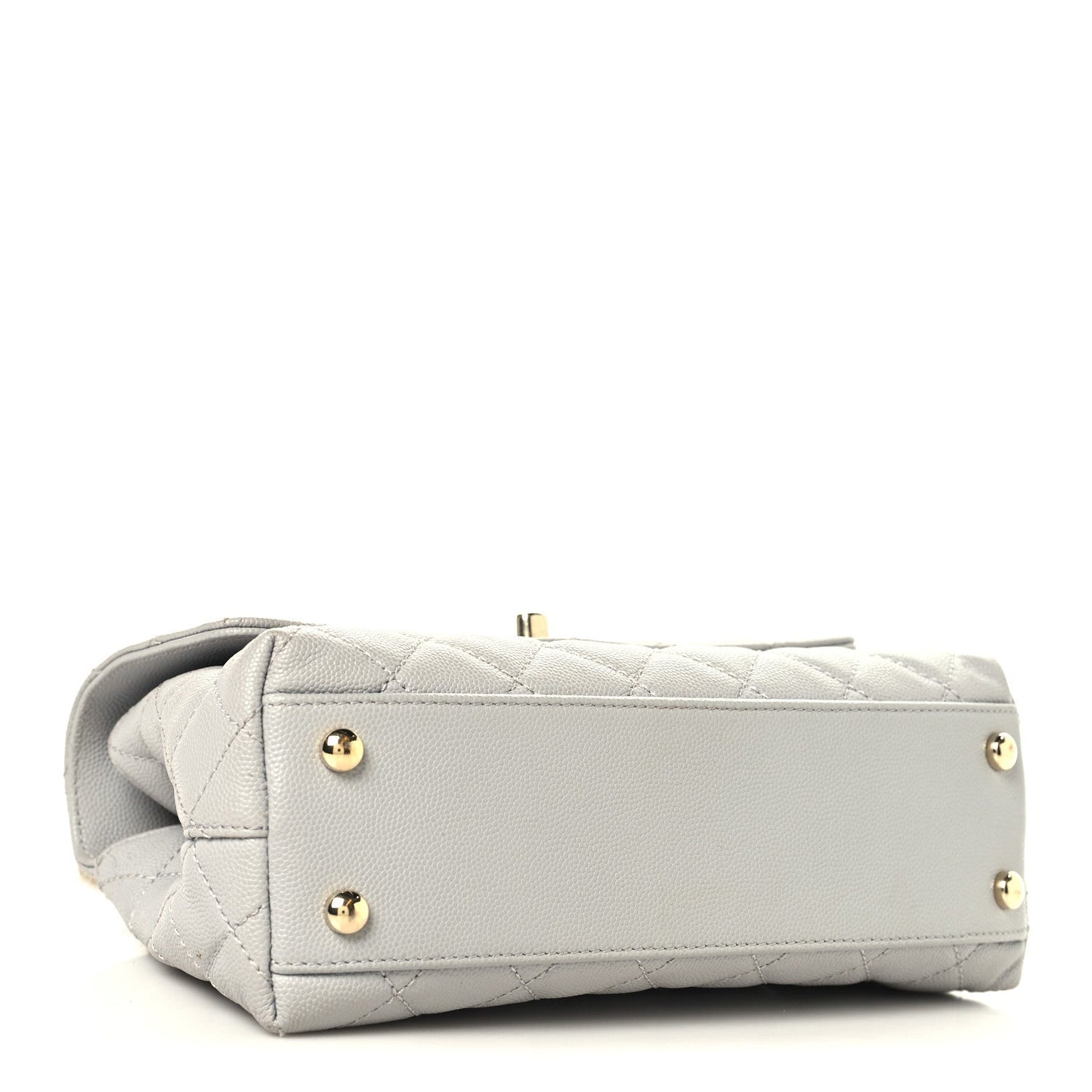 Caviar Quilted Mini Coco Handle Flap Light Grey