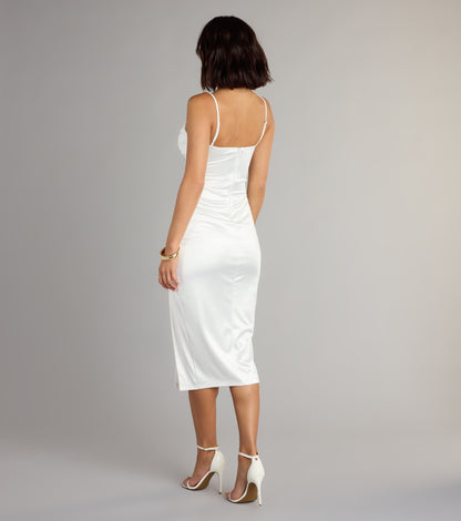 Melody Satin Slit Midi Formal Dress
