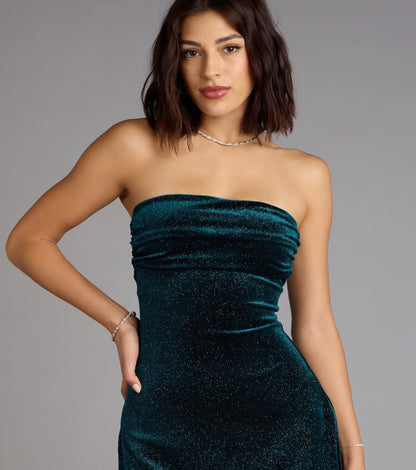 Late Night Luxe Glitter Velvet A-Line Mini Dress
