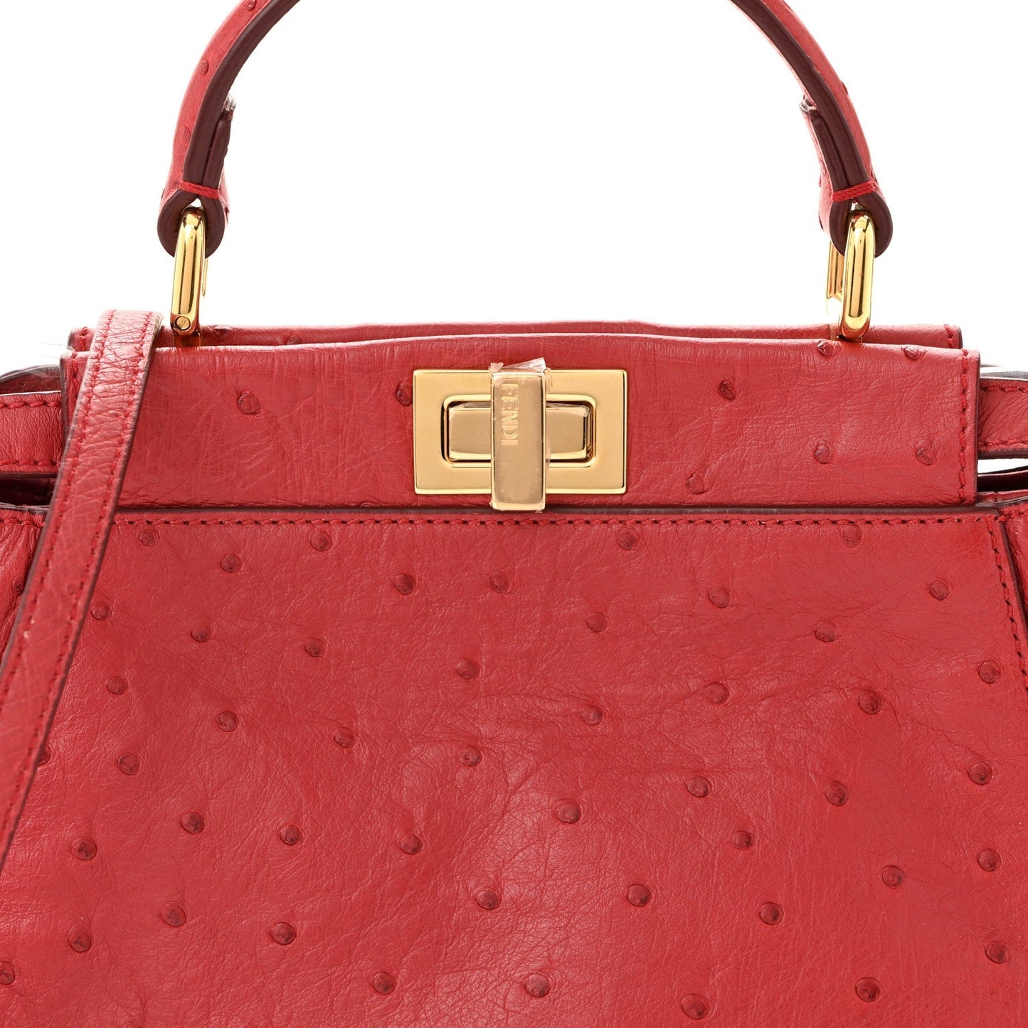 Ostrich Shiny Nappa Mini Peekaboo Iconic Satchel Fragola