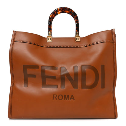 Vitello King Plexiglass Large Fendi Sunshine Shopper Tote Cuoio