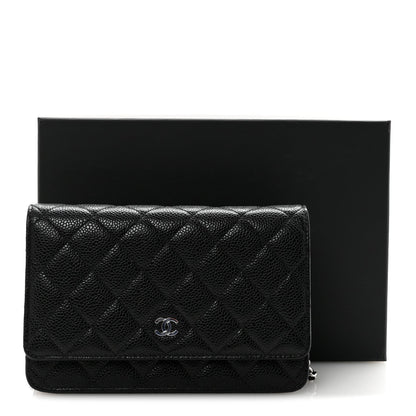 Caviar Quilted Wallet on Chain WOC Black