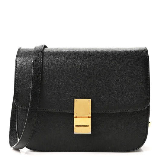 Goatskin Medium Classic Box Flap Bag Black