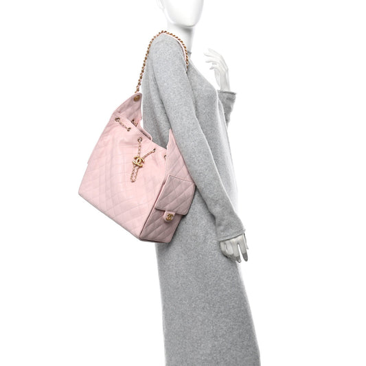 Caviar Quilted Medium Chanel 25 Handbag Light Pink