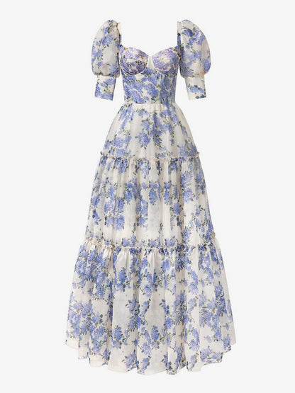 Party Dress Floral Off The Shoulder Tiered A-Line Elegant Prom Maxi Dresses