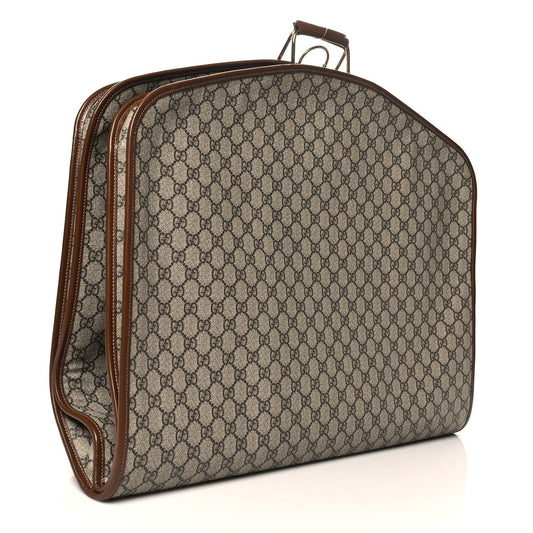 GG Supreme Monogram Azalea Calfskin Retro Interlocking G Hanger Garment Bag Beige Ebony Brown Sugar
