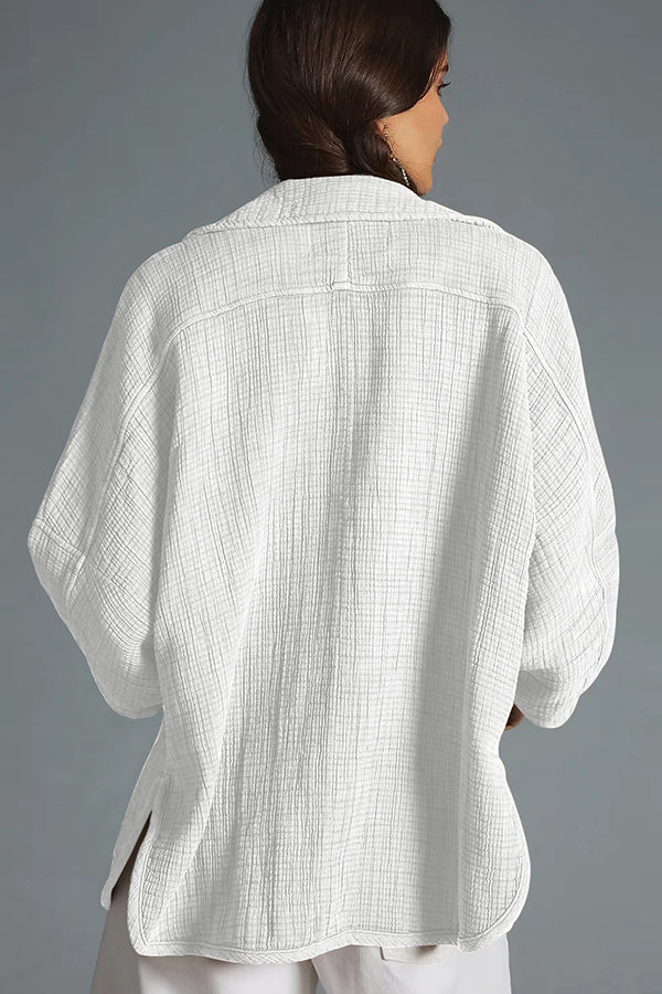 Chaqueta de punto informal de manga larga con solapa superior