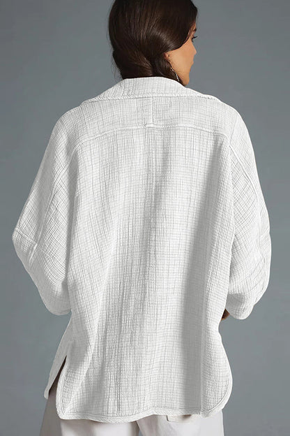 Chaqueta de punto informal de manga larga con solapa superior