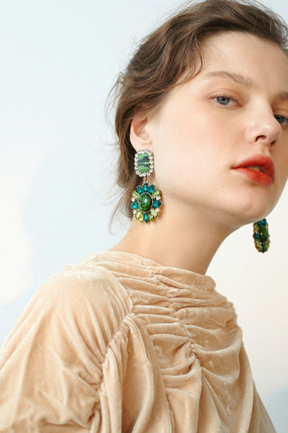 Emerald Gem Dangle Earrings