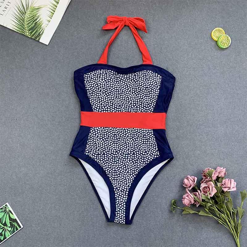 Traje de baño de una pieza con cordones