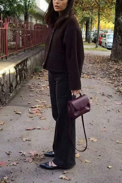 Abrigo de lana con botones para mujer