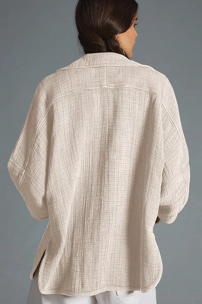 Chaqueta de punto informal de manga larga con solapa superior