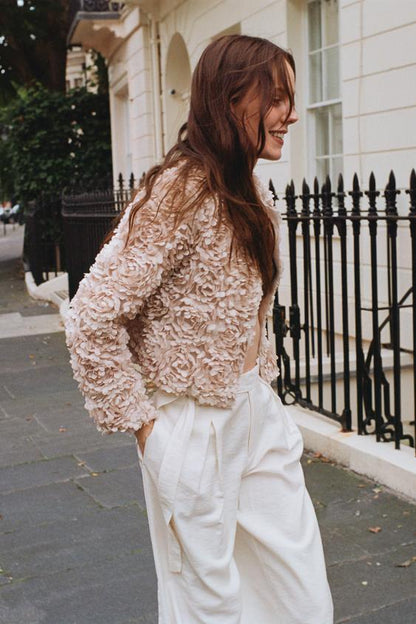 Alice Floral Applique Cropped Jacket