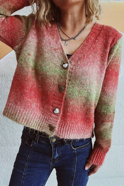 Chaqueta tipo suéter color caramelo arcoíris