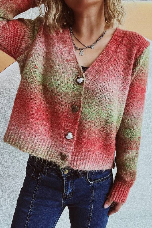 Chaqueta tipo suéter color caramelo arcoíris
