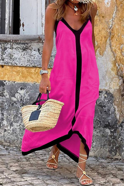 Vestido lencero con bloques de dos colores