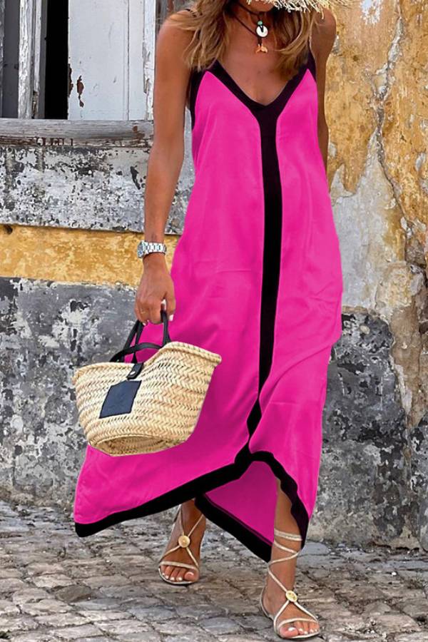 Vestido lencero con bloques de dos colores