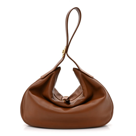 Calfskin Large Go-Hobo Bag Saddle Brown
