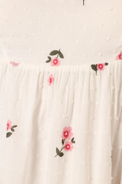 Tegan Mini Dress - White Pink Floral