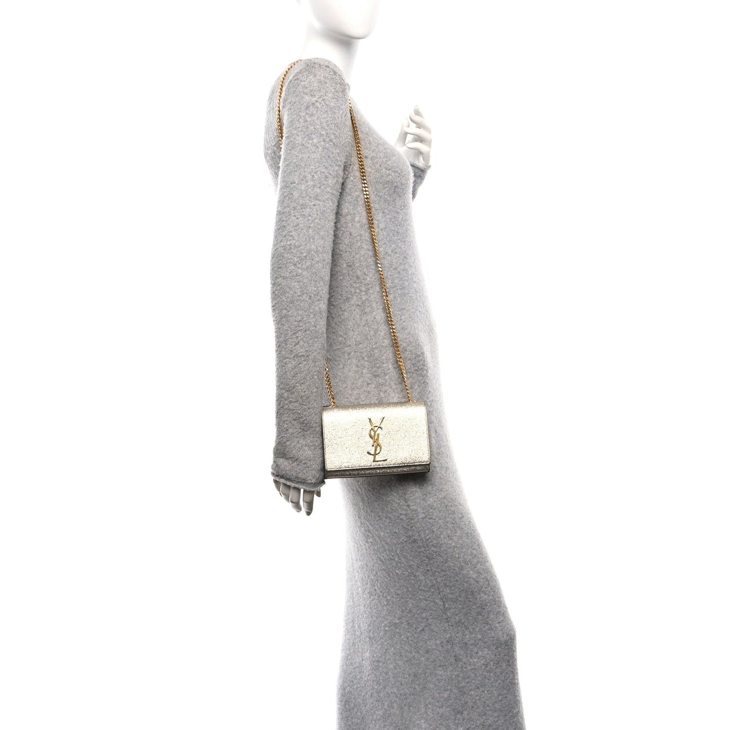 Metallic Calfskin Small Classic Monogram Kate Satchel Platine