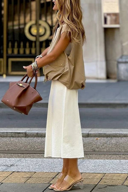Chaleco informal holgado sin mangas con bolsillos a la moda