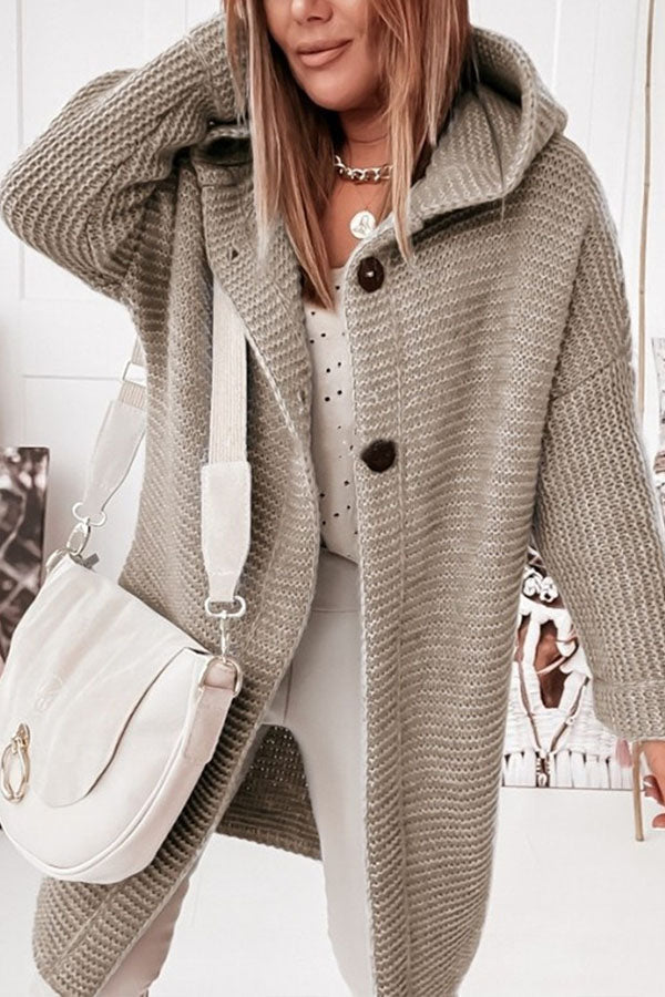 Suéter de punto con capucha y cuello de capucha para mujer